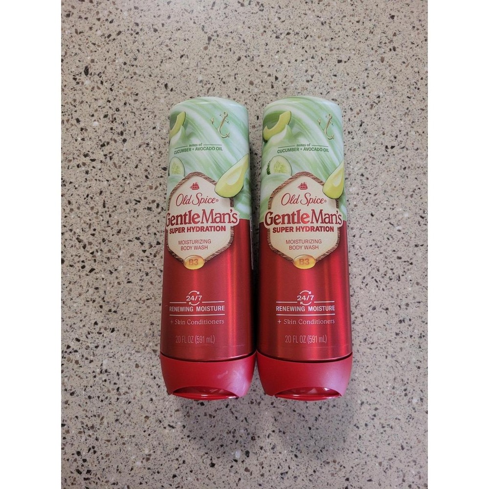 2 Old Spice GentleMan's Super Hydration Body Wash Cucumber Avocado Oil 20 oz.